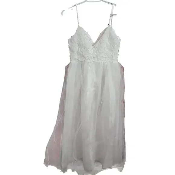 Lulus Enchanting White Toule Maxi Dress Wedding Small - Picture 2 of 5